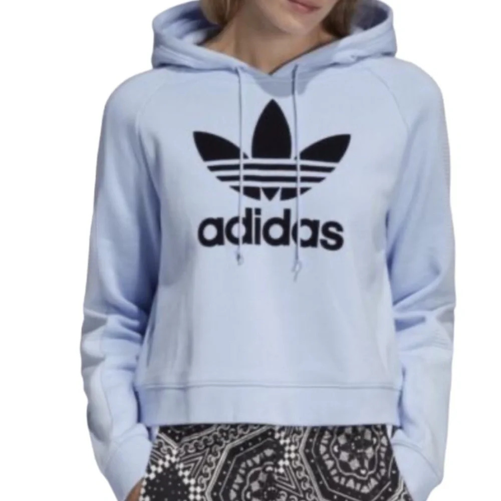 ADIDAS  Cropped purple black logo Hoodie Sz M
